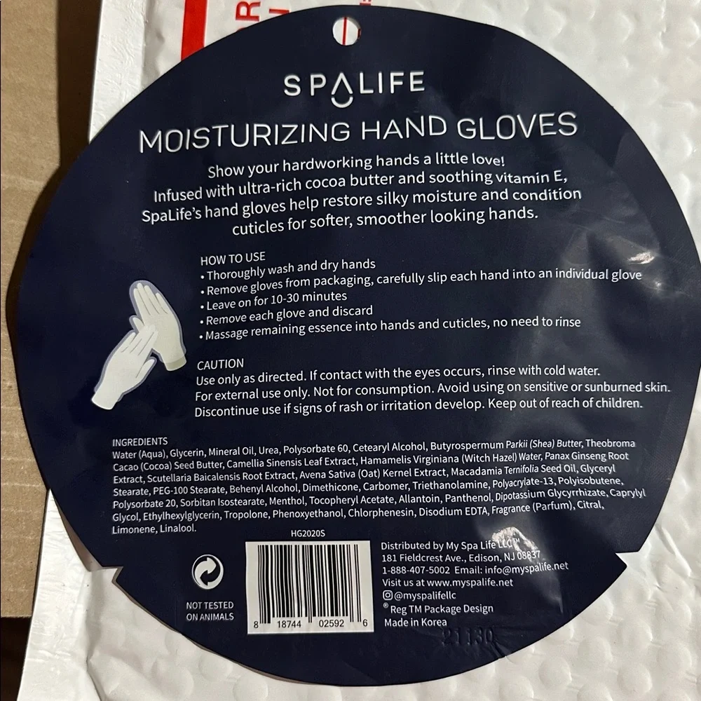 SpaLife Moisturizing Hand Gloves - 1 pack
